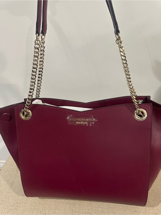 Bruno Magli Handbags - BRUNO MAGLI Leather Chain Expandable Tote Bag